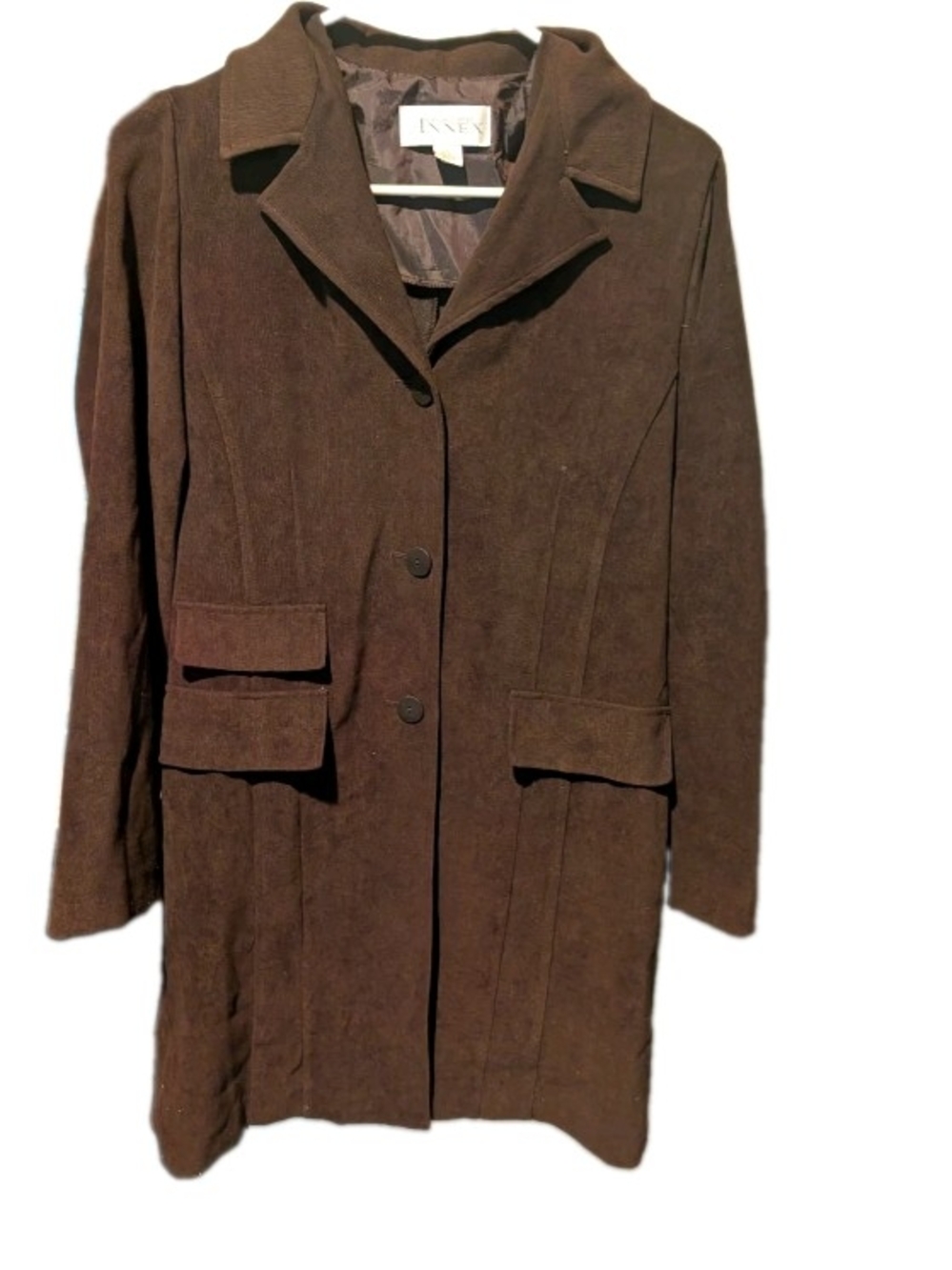 vintage 90s Casual Corner Annex Women's Brown Lined Button Front Overcoat Sz 8